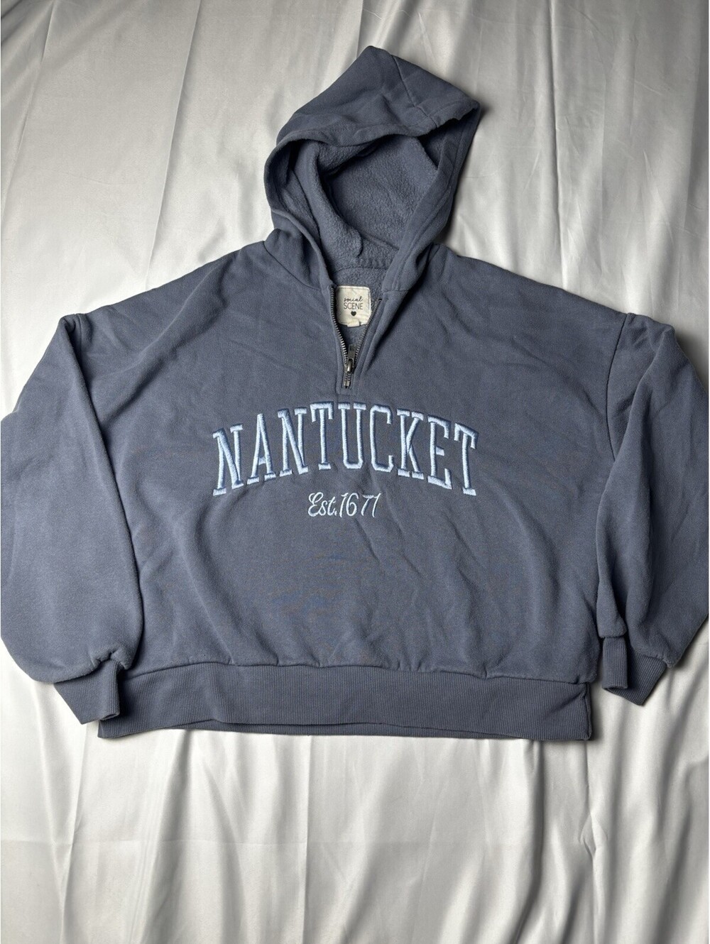 Social Scene Nantucket Est. 1671 Half-Zip Hoodie Sweatshirt